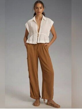 Like New! LE JEAN Parachute Pants Cargo Wide Leg Brown Size 2